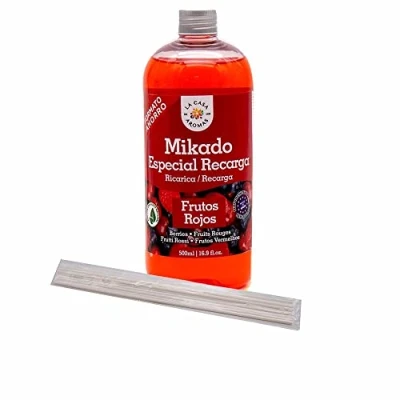 Imagen de La Casa de los Aromas Ambientador Mikado Reposición Frutos Rojos Incluye Sticks Recambio Fragancia Duradera Ideal para el Hogar, Baño, 500 ml