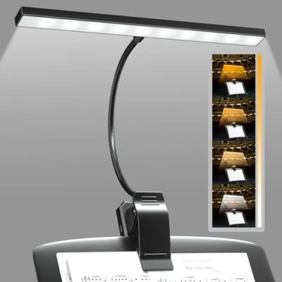 Imagen de BrightArk LED Lampara Partituras 30 LED,luces de clip para piano,4 colores y 3 Brillo,luz lectura recargable por USB,4 brillo,erfecto piano,lectura,Partituras,Guitarra