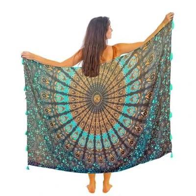 Imagen de pareo De Playa Para Mujer Boho Bikini Cover Up Cubierta Envoltura algodón Sarong Chal Vestido Piscina Vacaciones BañadorTraje Baño Tapiz Bohemio Colgar en la Pared Tela decorativa
