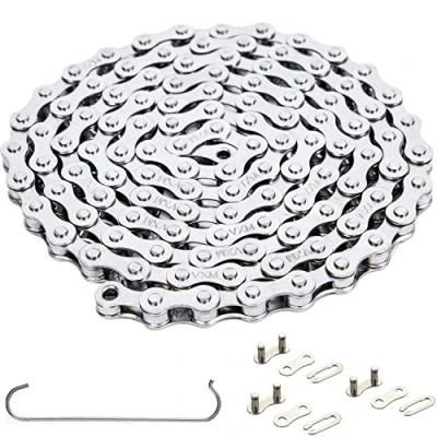 Imagen de YBEKI Cadena de bicicleta 1/2 x 11/, 114 eslabones, 3 pares candado
