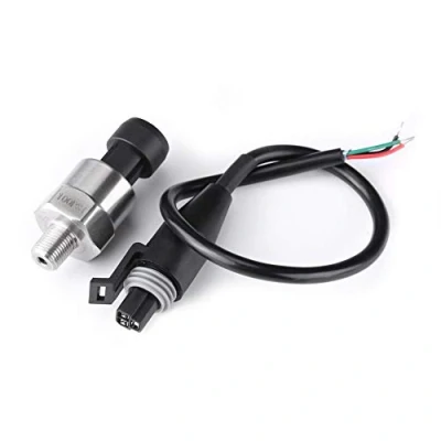Imagen de Transductor de presión, Akozon Sensor presión acero inoxidable, transmisor 1/8 pulgada NPT DC 0.5 4.5V para compresor aire, aceite,agua,cerámica(100PSI)