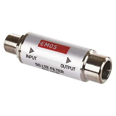Imagen de EMOS Filtro de Bloqueo LTE/4G/5G, Rango Paso hasta 694 MHz, CC, 1,6 x 4 cm, Conector F J5711, Color Plateado