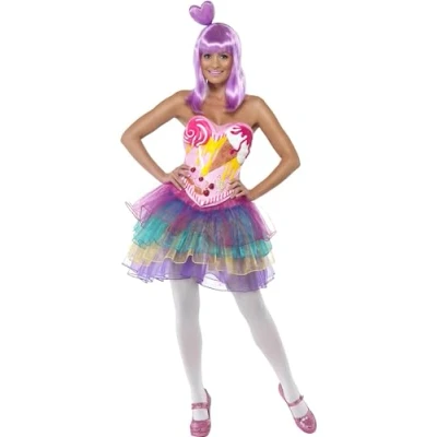Imagen de Smiffys Disfraz de reina golosinas, canesú látex con vestido