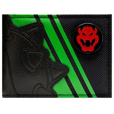 Imagen de Mario Party Bowser King Koopa Insignia Metálica de Caparazón Billetera/Cartera Bi Fold Porta ID &amp; Tarjetero, Negro