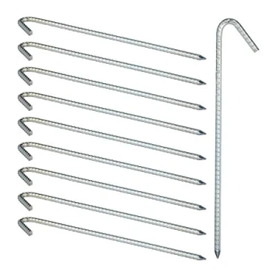 Imagen de Relaxdays Set de 20 piquetas para Camping, Estacas Tiendas campaña, Acero galvanizado, 39 cm, Plateado