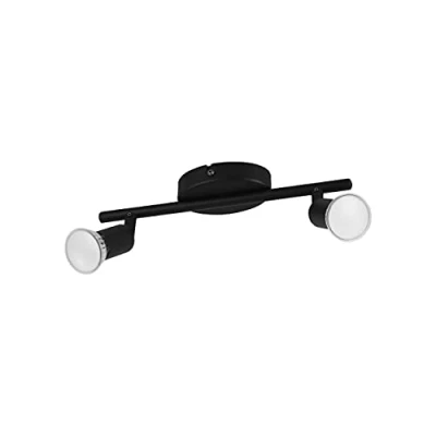 Imagen de Eglo LED lámpara de techo techo, 2 llama, foco metal, sala estar en negro, cocina, GU10, L 285 cm