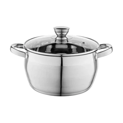 Imagen de FLORINA Cacerola de Acero Inoxidable (4,8 l) 22 cm I Ollas Cocina con Tapa Cristal OLIVER Apto para Lavavajillas Olla Pasta, Sopas Ideal Todo Tipo Cocinas, Incluyendo Inducción