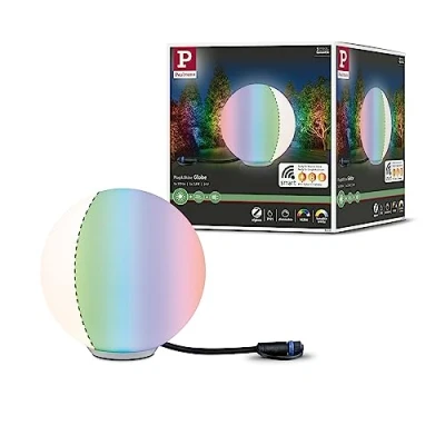 Imagen de Paulmann 94269 Luminaria exterior LED Plug &amp; Shine Zigbee objeto luminoso Globe RGBW incl. 1x2,8 W regulable IP65, blanco, luz jardín, plástico 3000 K