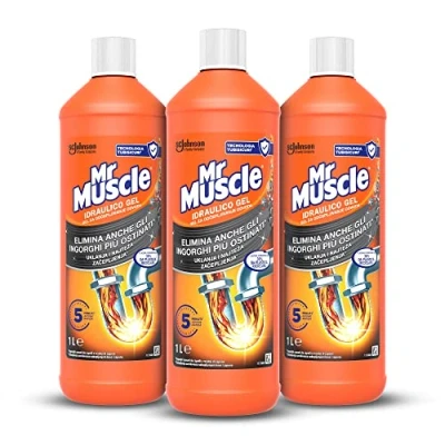 Imagen de Mr Muscle Hidráulico Gel, desatascador para tubos y desagües, seguro los Formato de 3 unidades 1000 ml