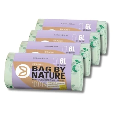 Imagen de bolsas compostables para residuos orgánicos 6L con y sin asa 200 Fabricadas en Alemania, 100% biodegradables también 10L, 20L, 30L