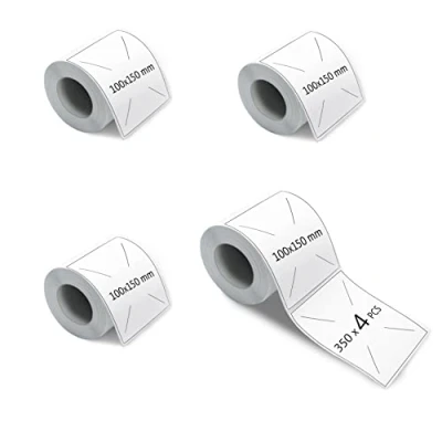 Imagen de m MU Etiquetas Adhesivas 4 Rollos/1400 Hojas Etiquetas, 150MM X 100MM, Etiqueta De Envío Exprés, Para Catering Tarros Comida Pegatinas Oficina Cocina15x10CM