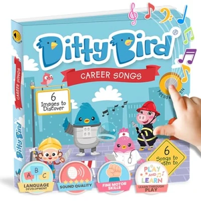 Imagen de DITTY BIRD Career Songs: Mi Primer Libro de Sonido Interactivo con 6 Canciones para Aprender inglés Mientras te diviertes. Juguete Educativo bebés y niños a Partir 1 año.