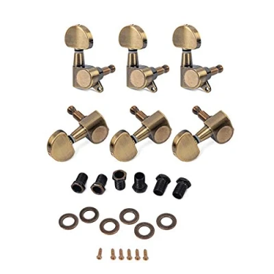 Imagen de Alnicov 6 piezas 3L3R Guitarras afinación clavijas selladas cabezas máquina sintonizadores Kit para guitarra epífona acústicas eléctricas Relación de engranajes 1:18 bronce