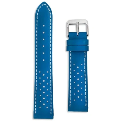 Imagen de correa de piel perforada Disponible en azul, negro, amarillo, rojo y verde 18 mm, 20 22 reloj carreras becerro auténtica Barras resorte herramienta