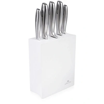 Imagen de Gerlach G02 0993M ZENB 05PU S2S2 01 Juego de cuchillos cocina en bloque moderno blanco block 01, acero inoxidable