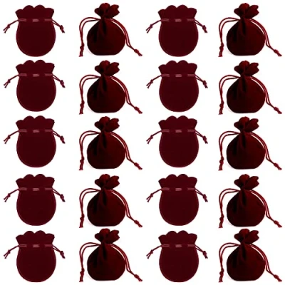 Imagen de XCSJ 20PCS Bolsas Terciopelo Para Guardar Joyas De joyería Con Cordón regalo Dulces Pequeños partido boda Favores,9 * 7 cm