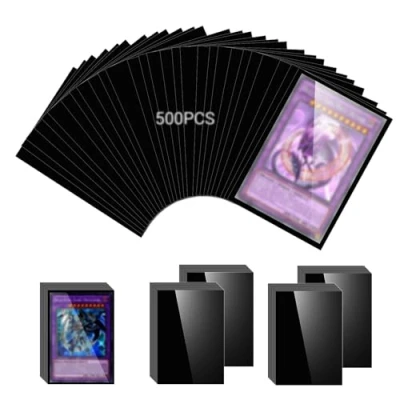 Imagen de KOMABLEN 500 Fundas Cartas, 66 x 91mm para Transparente Card Sleeves Soft Sleeves, Cartas de Comercio Pokemon, Yugioh, Futbol Negro