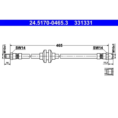 Imagen de ATE 24.5170 0465.3 Latiguillos de Freno 465 M10x1 VOLVO: 460 L