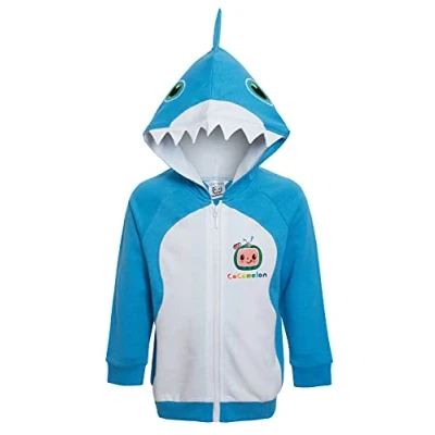 Imagen de CoComelon Sudadera con Capucha Chaqueta de Baby Shark para niños Disfraz novedoso Cremallera bebés pequeños Abrigo 3D, Azul, 2 3 Años