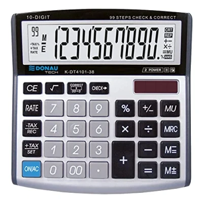 Imagen de Calculadora de sobremesa DONAU Tech/K DT4101 38 función raíz 10 dígitos/ 136x134x28mm/ Color: Plateado/calculadora con Display dígitos/Doble energía / 5 años garantía