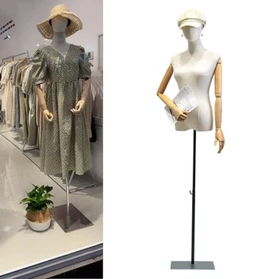 Imagen de Jueraori Maniqui Costura Mujer, Maniquies Torso con Brazos De Madera Cabeza Desmontable, Ropa Dummy Mostrar Soporte para Maniquí, Ajustable Altura 140 190cm (Color : Black, Tamaño M)