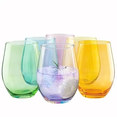 Imagen de TREND FOR HOME Grandes Vasos Aqua 624 ml Juego de 6 Colores Cocktail Zumo Copas Vaso Vidrio Vino Blanco Phoebe Rainbow