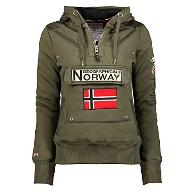 Imagen de Geographical Norway Gymclass Lady Sudaderas Mujer con Capucha Y Bolsillos Sudadera Manga Larga Chaqueta Caliente Cremallera Jersey Mujeres Primavera Verano Otoño Invierno (Caqui L)