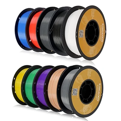 Imagen de Kingroon Filamento PLA para impresora 3D, precisión dimensional +/ 0,03 mm, bobina de 10 kg (22 libras), 1,75 negro, blanco, gris, rojo, azul, verde, amarillo, piel, morado, plata