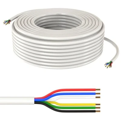 Imagen de Lumonic 6x 0,34mm² LED cable de control blanco 20m I 6 hilos enfundado flexible apantallado, prolongación LiYY, a