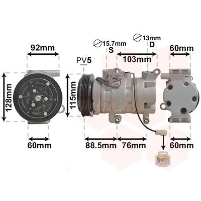 Imagen de VAN WEZEL 2700K251 Compresor de Aire Acondicionado H12 12 PAG 46 R 134 a MAZDA: 5, 3 Hatchback, Berlina