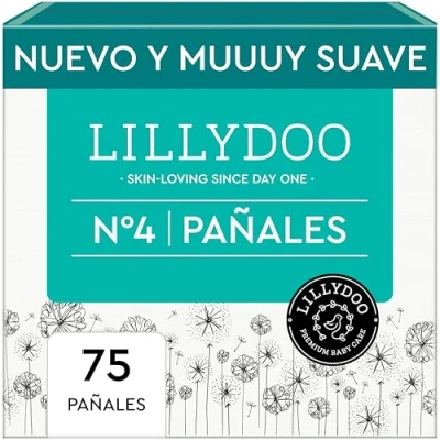 Imagen de Pañales LILLYDOO delicados con la piel talla 4 (9 14 kg), caja de medio mes (75 unidades), protección contra fugas, suaves, sin perfumes ni lociones y dermatológicamente probados
