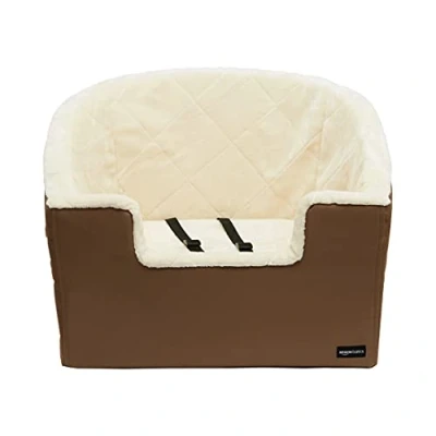 Imagen de Amazon Basics Bolsa asiento elevadora para coche mascotas, Grande, 45,7 x 55,8 40,6 cm Marrón