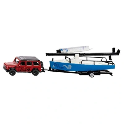 Imagen de siku 2564 Mercedes AMG G65 con barco velero, Incl. remolque de metal, Multifuncional, 1:50, Metal/Plástico, Rojo/Azul
