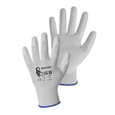 Imagen de CXS Brita Guantes de trabajo (12 unidades) Montaje antideslizantes sin costuras Muy Cómodos, para reparaciones, industria automovilística, Auto Service, Taller (7 pares), Blanco)