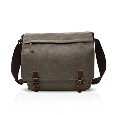 Imagen de FANDARE Retro Bolso de Bandolera Bolsa Mensajero Cartero Lona bandoleras Hombre Mujer para 12.9 Pulgada Laptop Hombro Viaje Trabajo Negocio Escuela Gris M