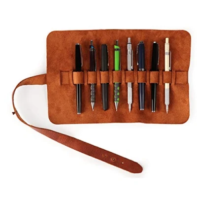 Imagen de Londo Estuche Enrollable de Piel Genuina para Lápices y Bolígrafos