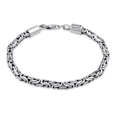 Imagen de Kuzzoi Buddha 0206141819 Pulsera de Plata ley 925 maciza hecha a mano para hombre, con mosquetón, 4 mm ancho, 20 g, One Size,
