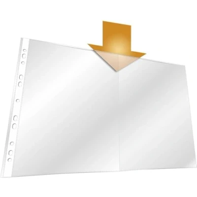 Imagen de Durable 267019 Manguitos de folleto A3, plegados en cruz, tapa abierta, 50 piezas, transparente