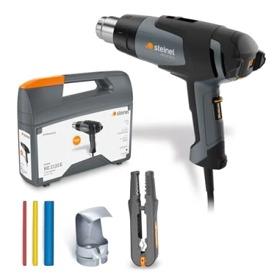 Imagen de Steinel pistola de aire caliente HG 2120 E Set para electricistas, 2200 W, 80 630C incl. pelacables, tobera reflectora, manguito termorretráctil