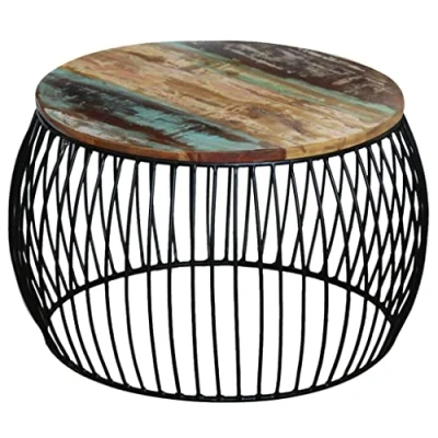Imagen de vidaXL Mesa de Centro Redonda Madera Reciclada 68x37cm Mesita Auxiliar Mesilla