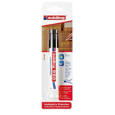 Imagen de edding 950 marcador industrial negro 1 rotulador punta redonda de 10 mm para escribir sobre metal, piedras, madera superficies rugosas o húmedas permanente, impermeable