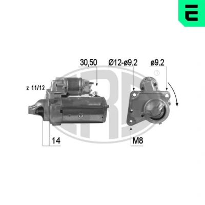 Imagen de ERA 220429A Motor de arranque 12 1,5 PEUGEOT: 206 Hatchback, 307 SW, 407 Berlina, CITROËN: Xsara Picasso, Berlingo II, C4 I TOYOTA: Aygo