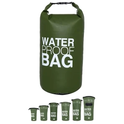Imagen de DonDon Dry Bag Bolsa Impermeable 2l, 5l, 10l, 15l, 20l, 30l con Bandolera Oliva 10 litros