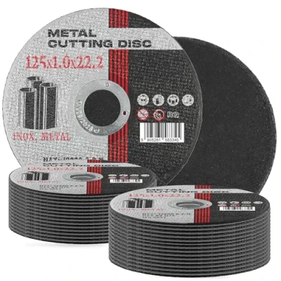 Imagen de 25x Disco de Corte Metal 125mm x 22,2 1,0 mm Acero Metálico INOX Hierro Chapa Discos Amoladora Angular Herramientas Eléctricas