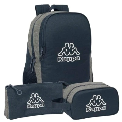 Imagen de Safta Pack KAPPA DARK NAVY Mochila, Estuche y Neceser con Triple Compartimiento, Mochila Adaptable a Carro, Carro Portamochilas Kit Completo