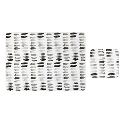 Imagen de Juego de 4 manteles individuales y posavasos guijarros (8 unidades), con respaldo corcho tapetes protectores cocina para decoración, revestimiento resistente al calor