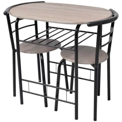 Imagen de vidaXL Mesa Alta de Desayuno y Taburetes Hierro Negro MDF Mueble Bar Cocina