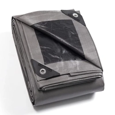 Imagen de GUARD SHIELD lona impermeable con ojales, 2 x m, color gris/negro, 160 g/㎡, de protección, protección multiusos, resistente a los desgarros, rayos UV, al