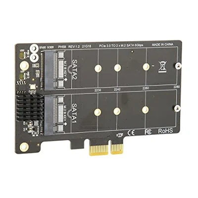 Imagen de Tarjeta De Expansión Para PC Escritorio PCIE X1 A NGFF M.2 Adaptadora SATA 6G M.2SATA Channel SSD 2 Puertos Windows, Linux