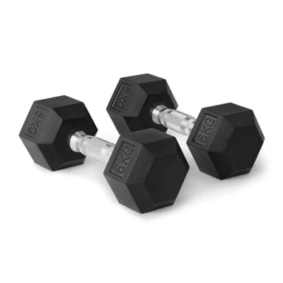 Imagen de Amazon Basics Set de mancuernas hexagonales con recubrimiento goma, 6 kg, Negro